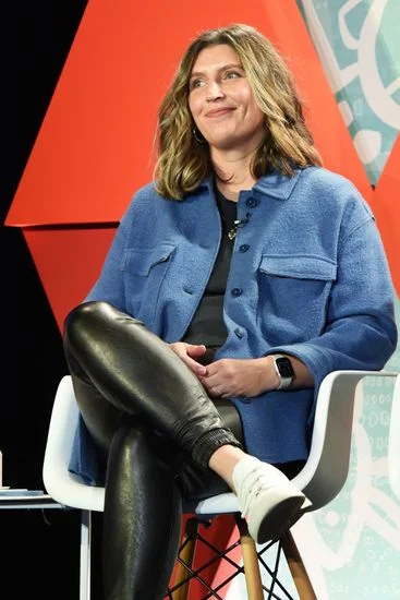 Amy Crawford speaking on stage