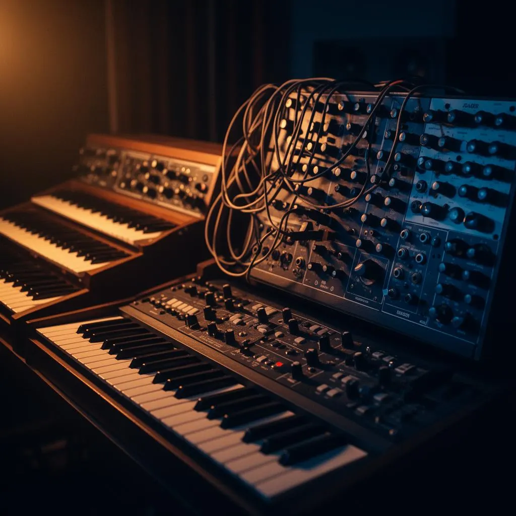 Vintage synthesizers and modular audio equipment — the sonic origins of Amy Crawford